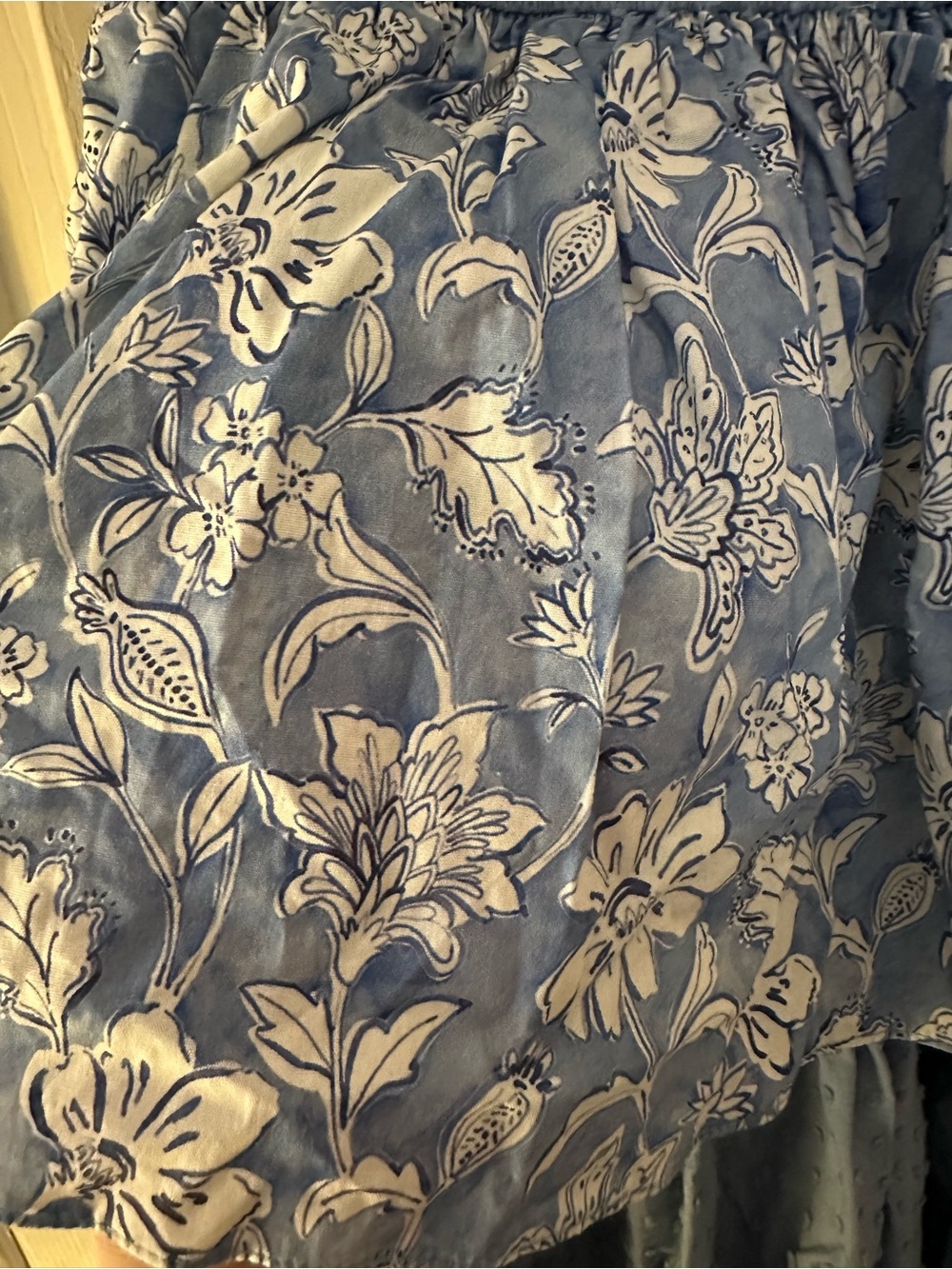 Ivy City Co Blue Floral Tiered Dress with Lace Sleeves - Picture 3 of 4